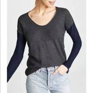 Madewell Sweater Women's M Grey Blue V-Neck Wool Alpaca Knit Pullover